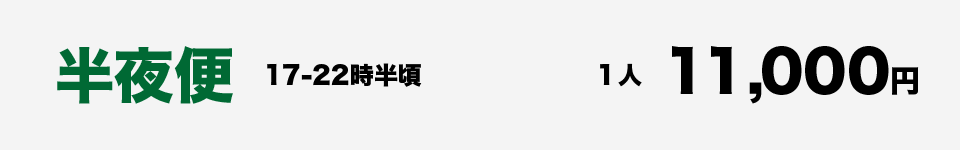 半夜便 17-22時半頃　1人11,000円